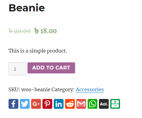 Woocommerce Product Page Social Share
