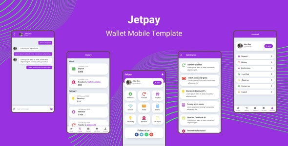 دانلود قالب HTML کیف پول موبایل Jetpay