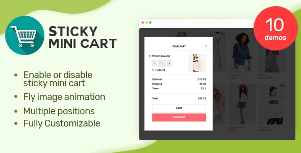 دانلود افزونه ووکامرس سبد خرید چسبان Sticky Mini Cart