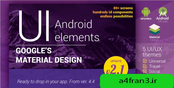 دانلود قالب اپلیکیشن اندروید Material Design UI Android Template App