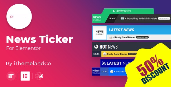 دانلود افزونه وردپرس News Ticker برای المنتور