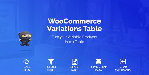 دانلود افزونه ووکامرس WooCommerce Variations Table