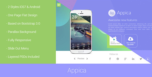 دانلود قالب HTML معرفی اپلیکیشن موبایل Appica