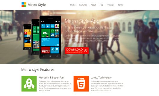 دانلود قالب HTML سایت Metro Windows 8 App