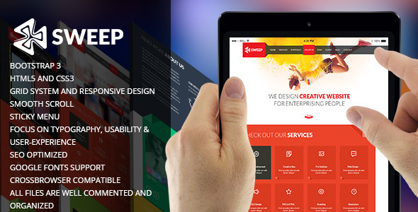 دانلود قالب HTML تک صفحه ای SWEEP