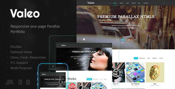 دانلود قالب HTML تک صفحه ای پارالاکس Valeo