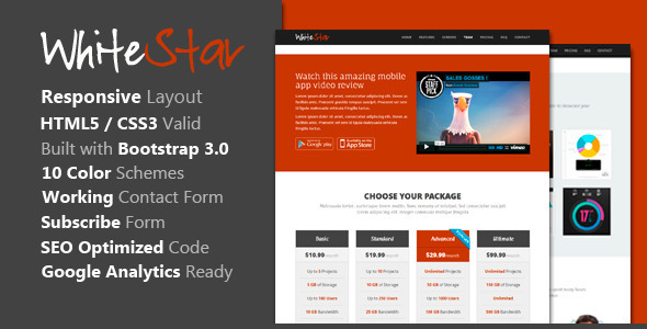 دانلود قالب HTML سایت WhiteStar Landing Page