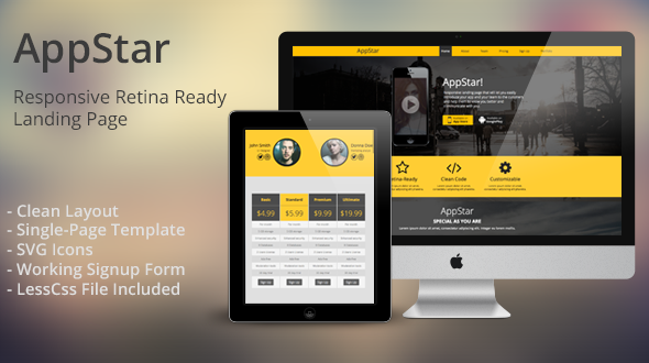 دانلود قالب HTML رتینا AppStar
