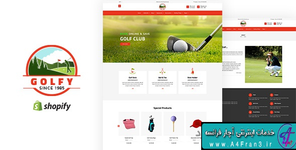 دانلود قالب شاپیفای فروشگاهی لوازم ورزشی Golfy