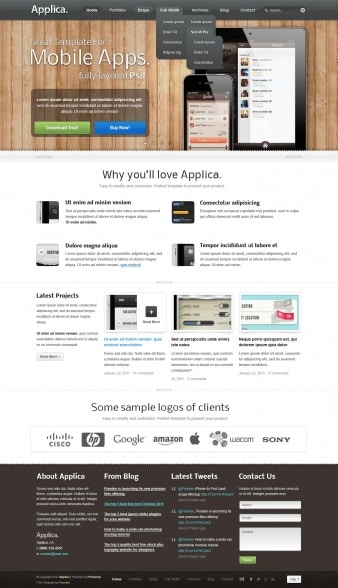 دانلود قالب فتوشاپ سایت اپلیکیشن applica