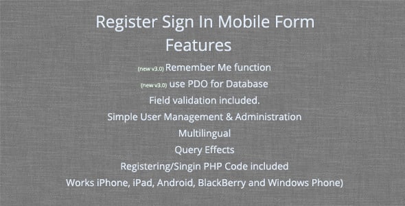 دانلود اسکریپت Register/Sign In Mobile Form