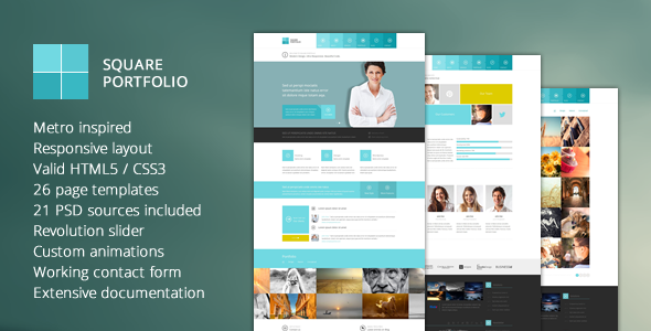 دانلود قالب HTML سایت Square Portfolio