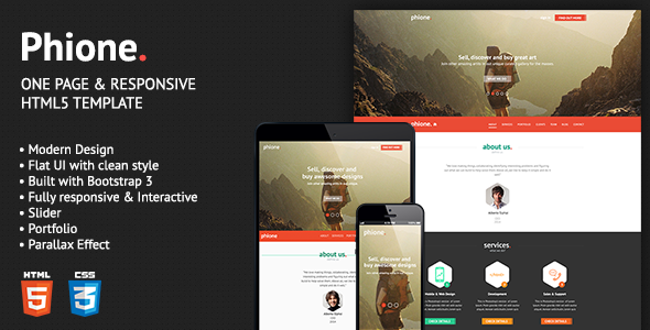 دانلود قالب HTML تک صفحه ای و پارالاکس Phione