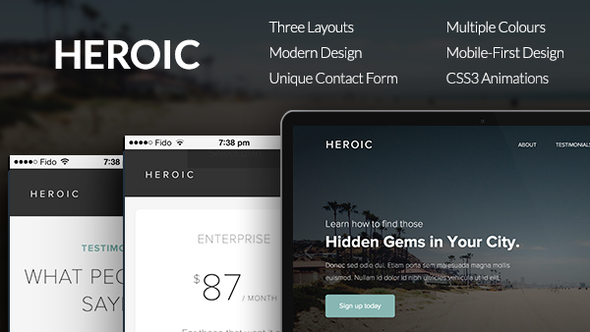 دانلود قالب HTML تک صفحه ای Heroic