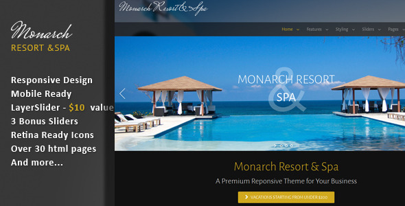 دانلود قالب HTML سایت Monarch Resort - Spa