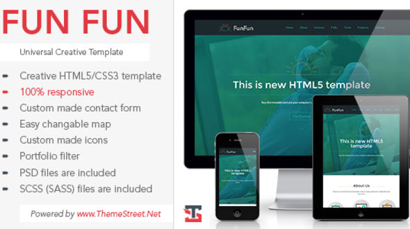 دانلود قالب HTML تک صفحه ای Fun Fun