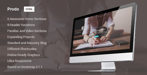دانلود قالب HTML تک صفحه ای و پارالاکس Prodo