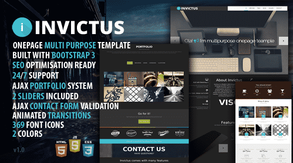 دانلود قالب HTML تک صفحه ای Invictus