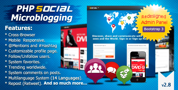 دانلود اسکریپت شبکه اجتماعی میکروبلاگ PHP Social Microblogging
