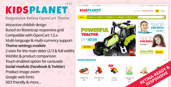 دانلود قالب فروشگاهی اپن کارت Kids Planet
