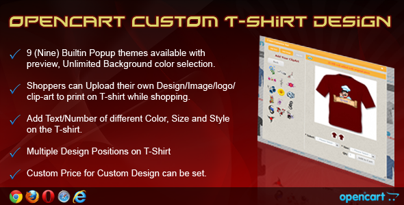 دانلود افزونه اپن کارت طراحی طرح روی تی شرت OpenCart Custom T-Shirt Design