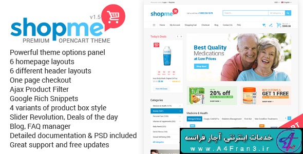 دانلود قالب فروشگاهی اپن کارت راست چين ShopMe