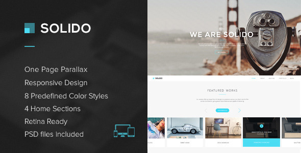 دانلود قالب HTML تک صفحه ای و پارالاکس Solido