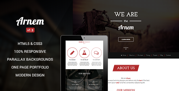 دانلود قالب HTML تک صفحه ای و پارالاکس Arnem