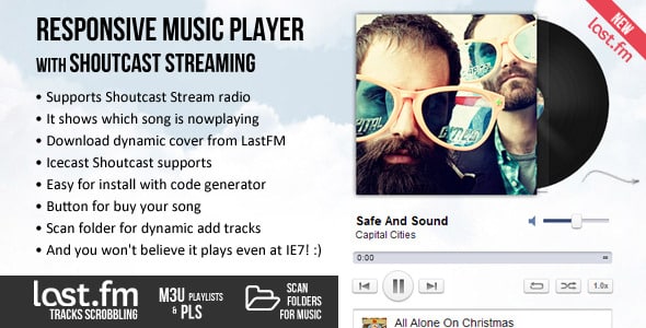 دانلود کد HTML5 موزیک پلیر Coolest Music Player Shoutcast Stream