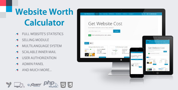 دانلود اسکریپت PHP تخمین هزینه طراحی وب سایت Website Worth Calculator