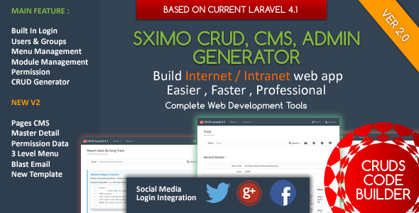 دانلود اسکریپت PHP مدیریت دیتابیس Laravel CMS - CRUD Builder