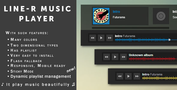 دانلود اسکریپت HTML5 پخش موسیقی Sticky Music Player for music shops and sites Line-R