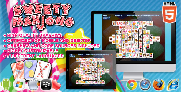 دانلود سورس بازی Sweety Mahjong - HTML5 Game