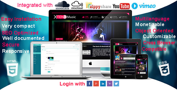 دانلود اسکریپت PHP ساخت وب سایت موزیک و دی جی XTEND Music