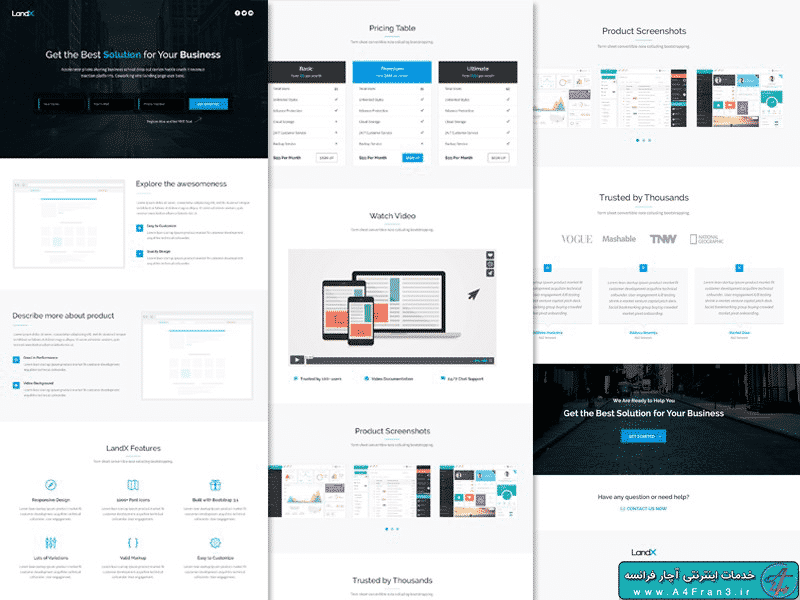 دانلود قالب فتوشاپ سایت LandX