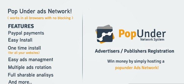 دانلود اسکریپت PHP کمپین تبلیغات Pop Under Ads Network