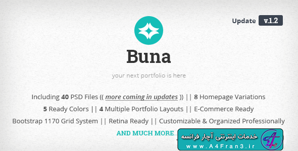 دانلود قالب فتوشاپ سایت Buna