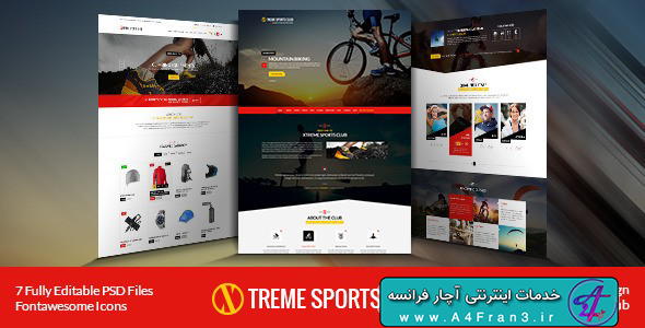 دانلود قالب فتوشاپ سایت ورزشی Xtreme Sports club