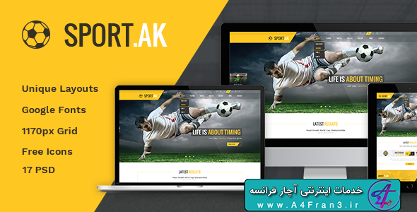 دانلود قالب فتوشاپ سایت ورزشی Sport.AK