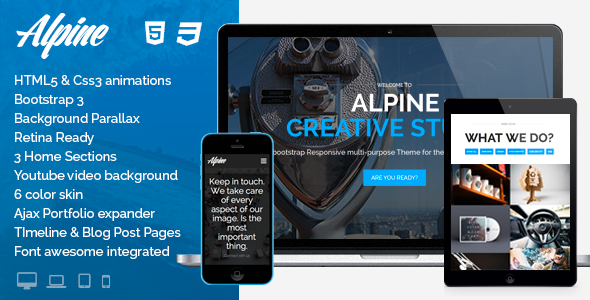 دانلود قالب HTML تک صفحه پارالاکس Alpine 