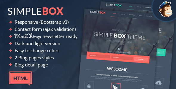 دانلود قالب HTML تک صفحه ای Simple Box