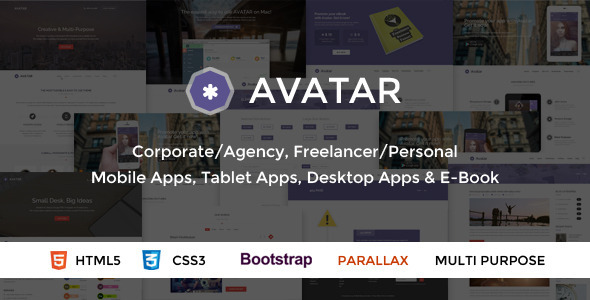 دانلود قالب HTML تک صفحه ای و پارالاکس Avatar