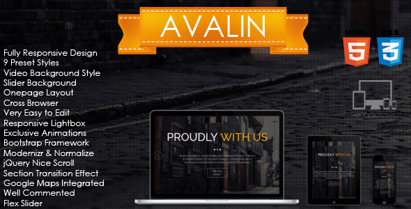 دانلود قالب HTML تک صفحه ای Avalin