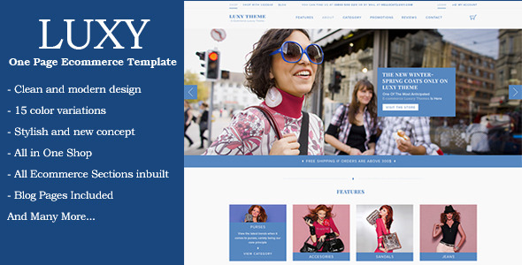 دانلود قالب HTML تک صفحه ای فروشگاهی Luxy
