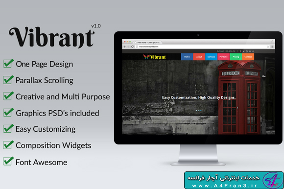 دانلود قالب HTML تک صفحه ای و پارالاکس Vibrant