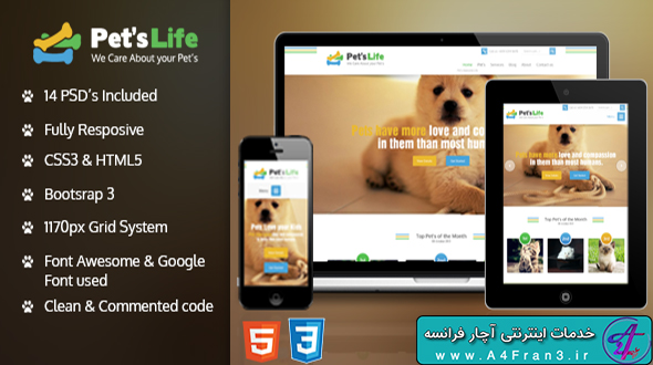 دانلود قالب HTML سایت Pets life