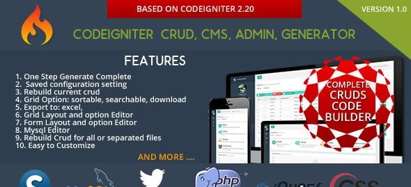دانلود اسکریپت Codeigniter CMS - CRUD Builder - Administrator
