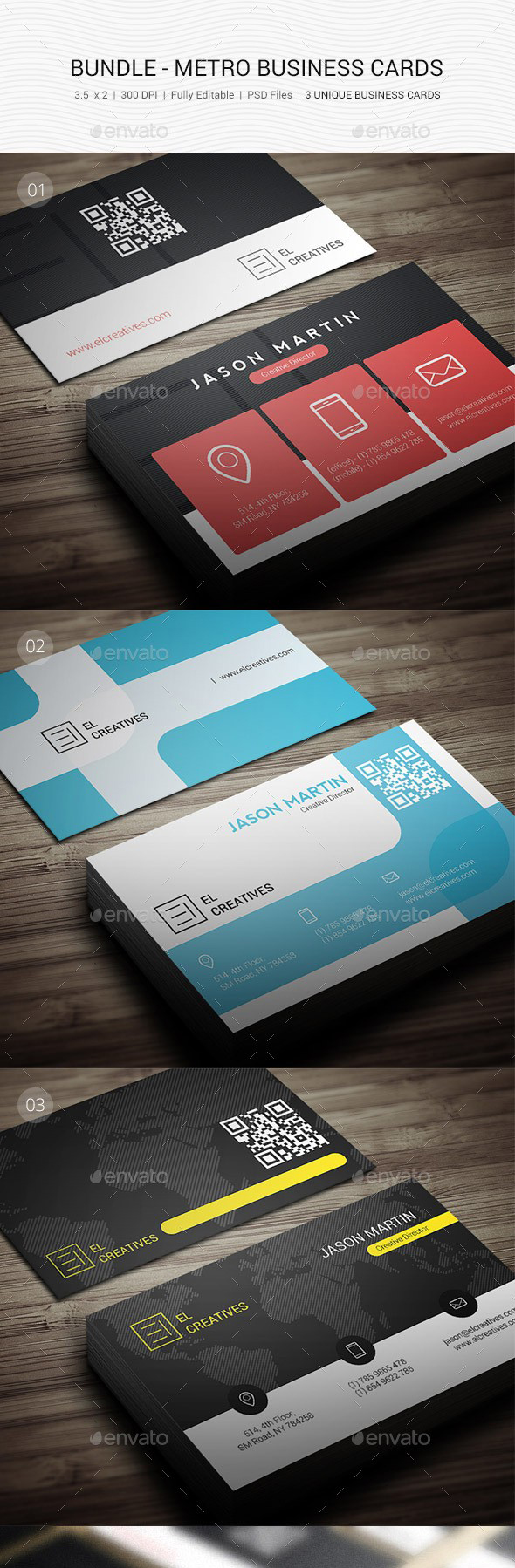 دانلود مجموعه طرح لایه باز کارت ویزیت Metro Business Cards