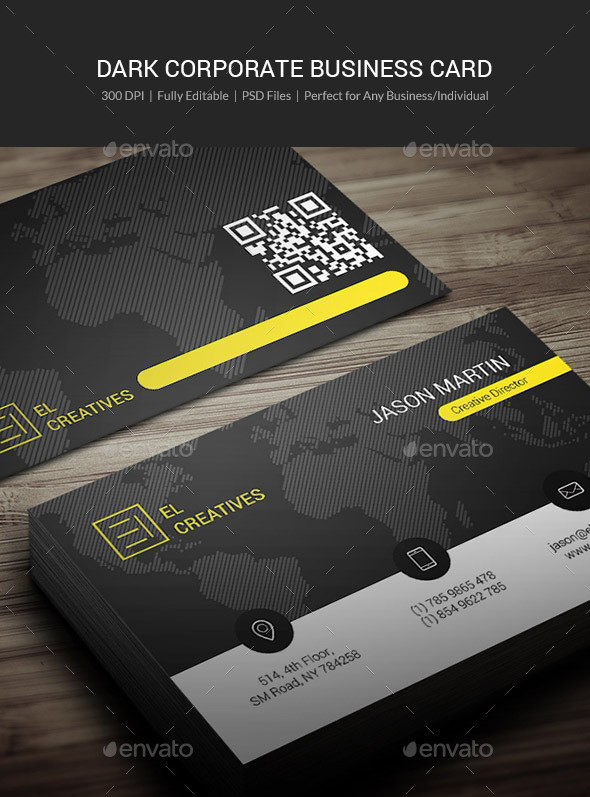 دانلود طرح لایه باز کارت ویزیت Dark Corporate Business Card - 05