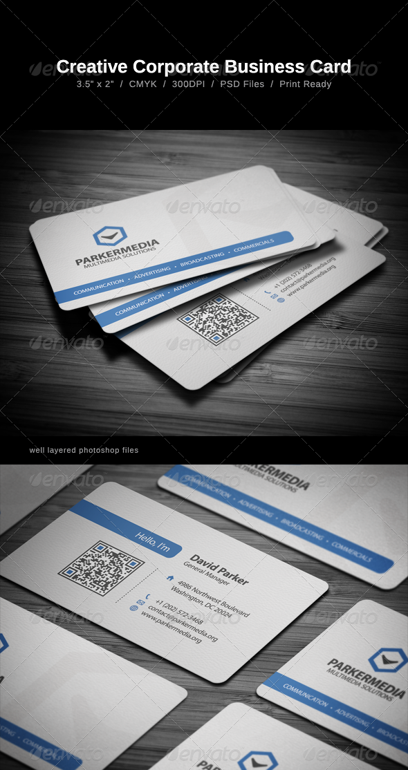 دانلود طرح لایه باز کارت ویزیت Creative Corporate Business Card